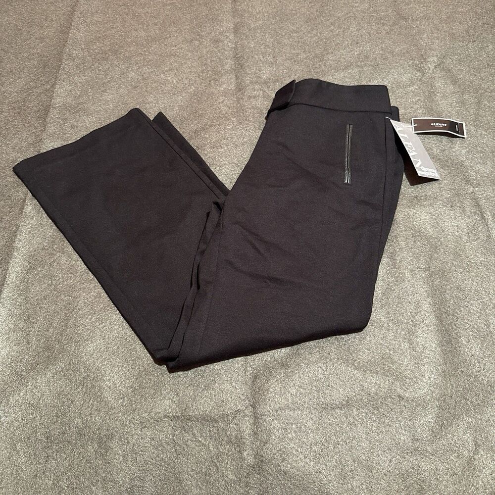 VTG Alfani Womens Black Wide Leg Pants 14 p tummy control Office Trousers
